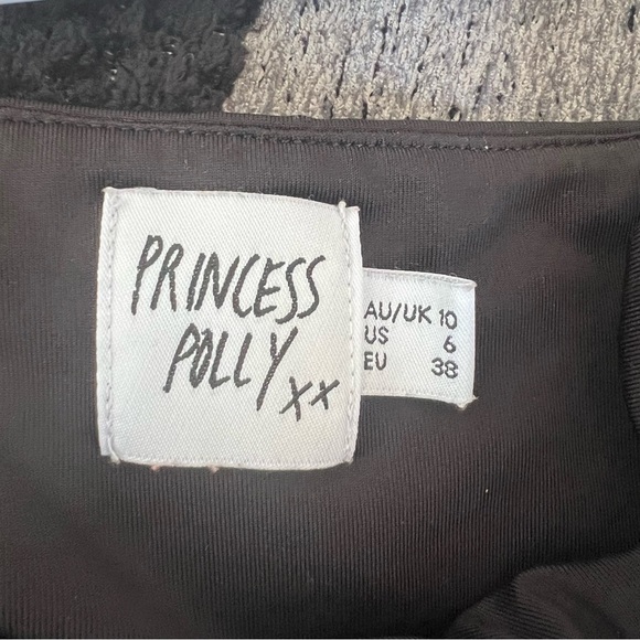 Princess Polly Paule Bodysuit Black Milkmaid Ruched - Picture 6 of 8